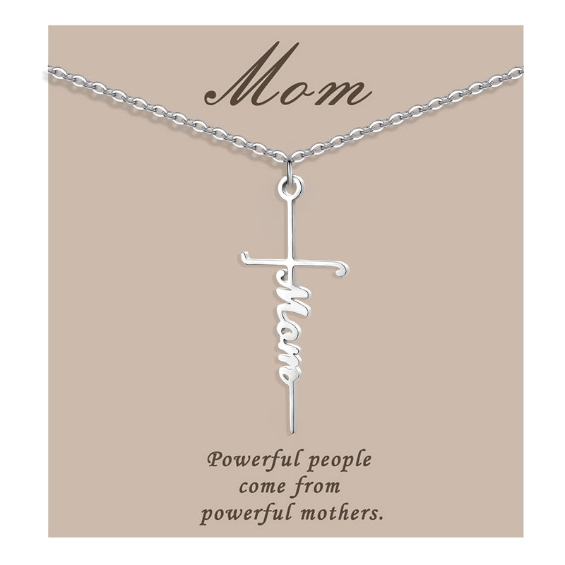 COTATI Faith Cross Necklace Jewelry for Women Silver Jesus Christian Pendant Necklaces Gifts for Mom (Mom)