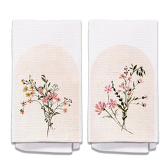 Yomisex Boho Floral Kitchen Towels Set of 2 Fall Pink Flower Decorative Hand Towels for Bathroom Floral Dish Towels Kitchen Tea Towels Boho Fall Decor Fall Kitchen Bathroom Decor 16x24 Inches