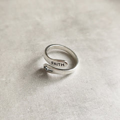 Minimalist 925 Silver FAITH Cross Ring for Fingers