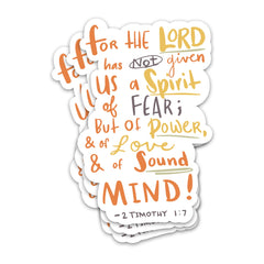 ZURRAM 3PCS Christian Faith 3" Sticker Vinyl Waterproof God Jesus Religion Sticker Bible Verse 2 Timothy 1:7 Sticker Decal for Laptop Water Bottle Notebook 3 Inches