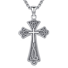 Swordgod Celtic Cross Necklace for Men Women 925 Sterling Silver Irish Cross Necklace Pendant Scottish Protection Faith Jewelry Gifts for Christmas Father Son Brother Husband