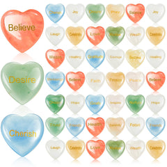 Fabbay 60 Pcs Valentines Day Gift Heart Stone Bulk Healing Stone with Words Engraved Inspirational Rocks Encouragement Stones Faith Stone Worry Stones for Anxiety Women Men Valentines Day (0.8 Inch)