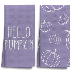 OHSUL Purple Fall Kitchen Towels Decor Autumn Pumpkin Decor Fall Hand Dish Towels Fall Autumn Decor Decorations for Home Fall Bathroom Decor Housewarming Gifts Set of 2
