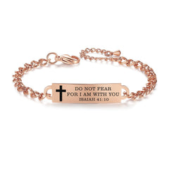 AOAMID Bible Verse Bracelet-Stainless Steel Scripture Quotes Inspirational Bracelet Faith Christian Bracelet for Women Christmas gift for women (IM1367RG-Do Not Fear)