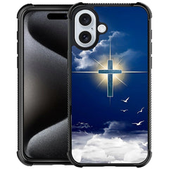 TAMEFOX Compatible with iPhone 16 CaseJesus Christian Faith Pattern iPhone 16 Case Four Corners with Bumper Shockproof Anti-Slip Anti Drop Protective Case for iPhone 16