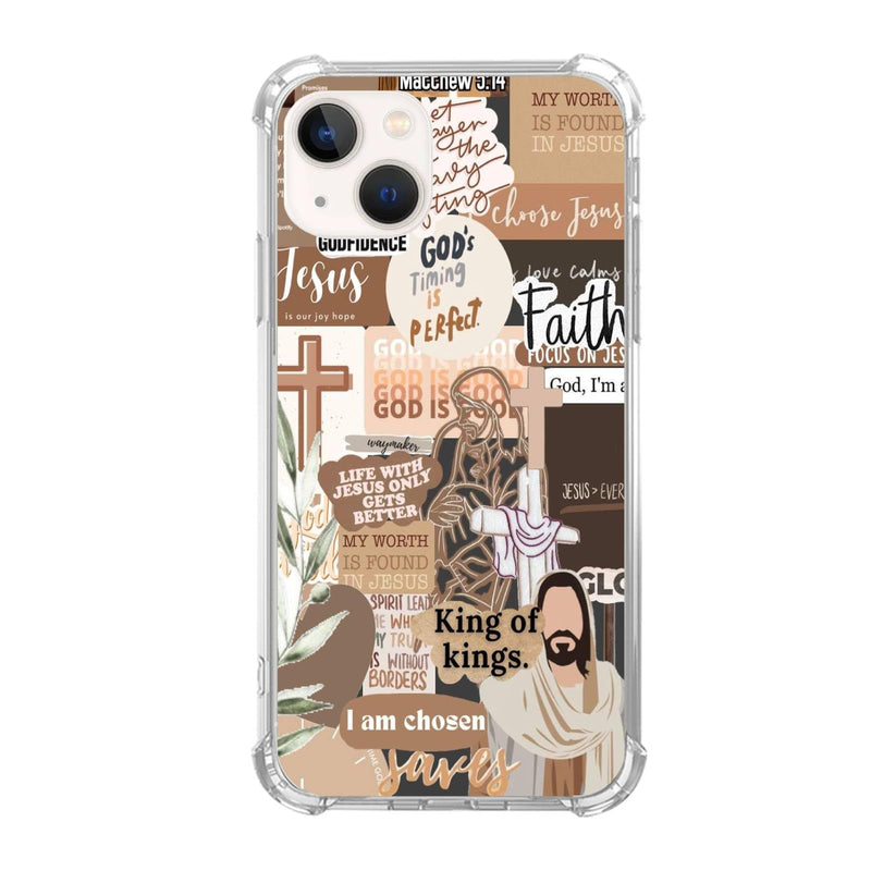 God Jesus Faith Collage Phone Case Compatible with iPhone 15 Plus，Brown Jesus Vibes Collage Cool Teen Woman Girl Boy Case for iPhone 15 PlusShockproof TPU Bumper Protective Case