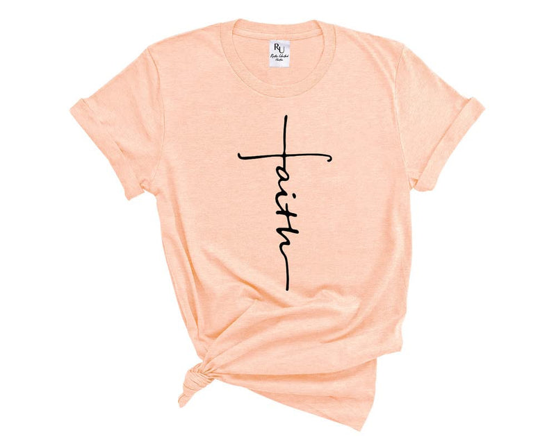 RUSTIC UNITED Faith Shirt - Christian Womens T-Shirt with Cross and Scripture Inspirational Clothing for Easter and Faith