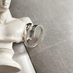 Minimalist 925 Silver FAITH Cross Ring for Fingers